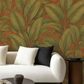 Olive Tropical Leaf Peel and Stick Wallpaper