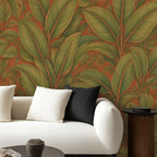 Olive Tropical Leaf Peel and Stick Wallpaper