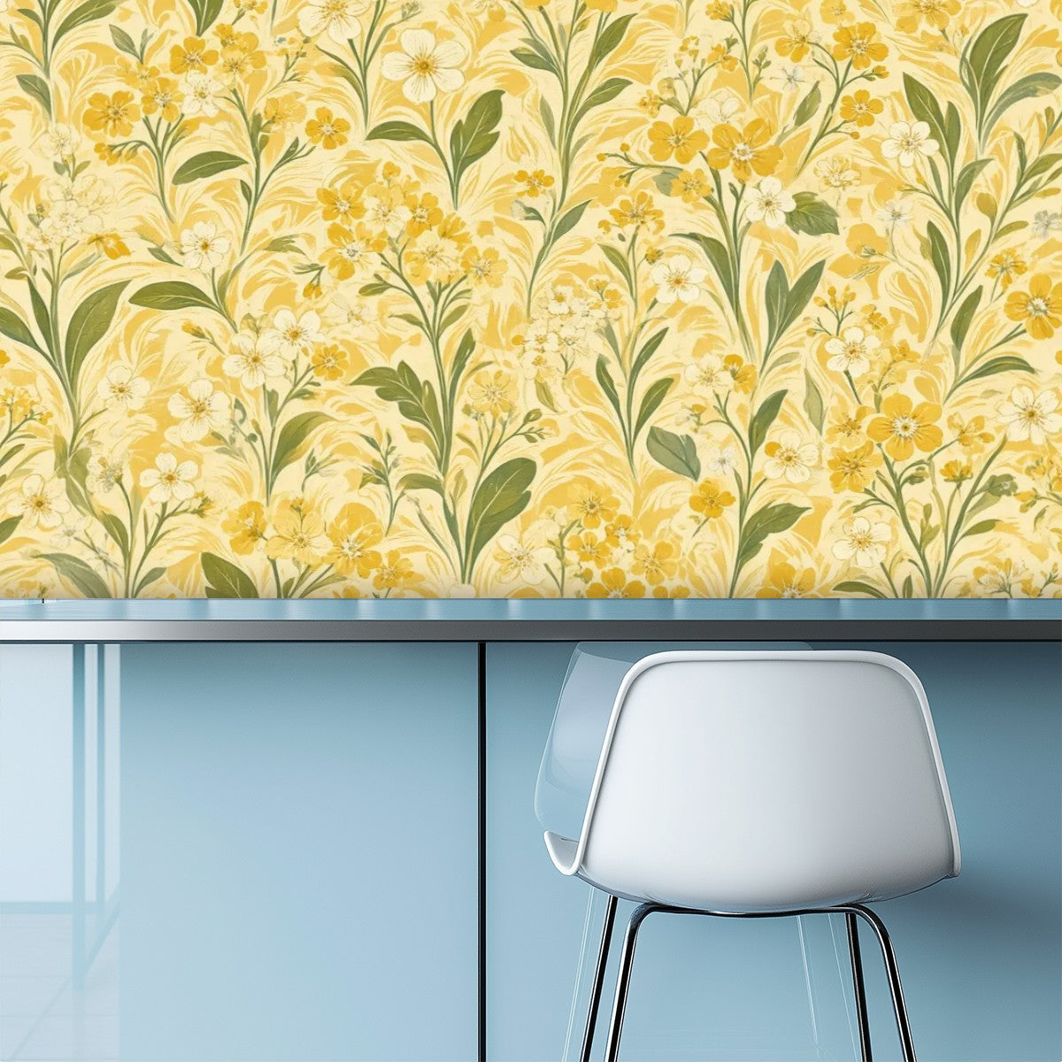 Sunshine Yellow Wildflower Peel and Stick Wallpaper