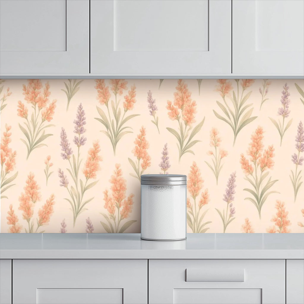Boho Pampas and Lavender Peel and Stick Wallpaper