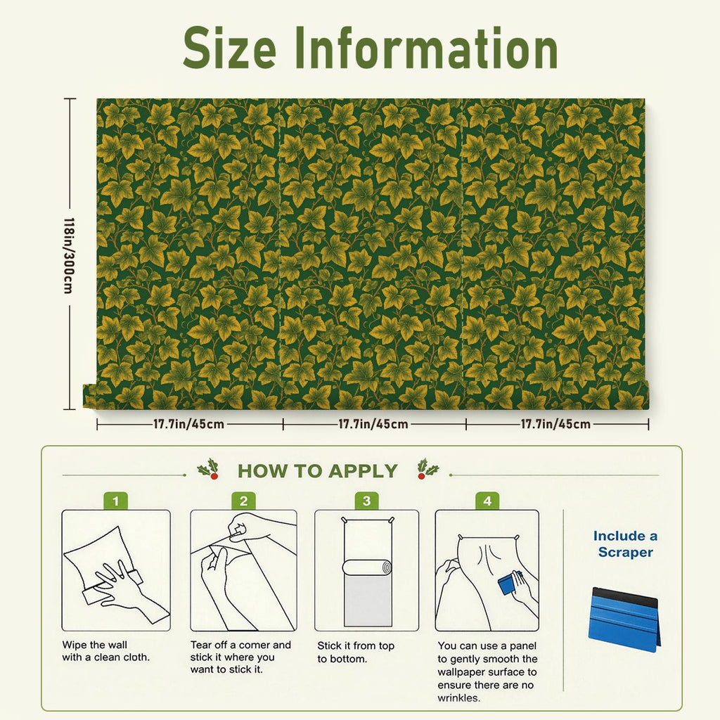 Ivy Leaf Peel and Stick Wallpaper | Green Botanical