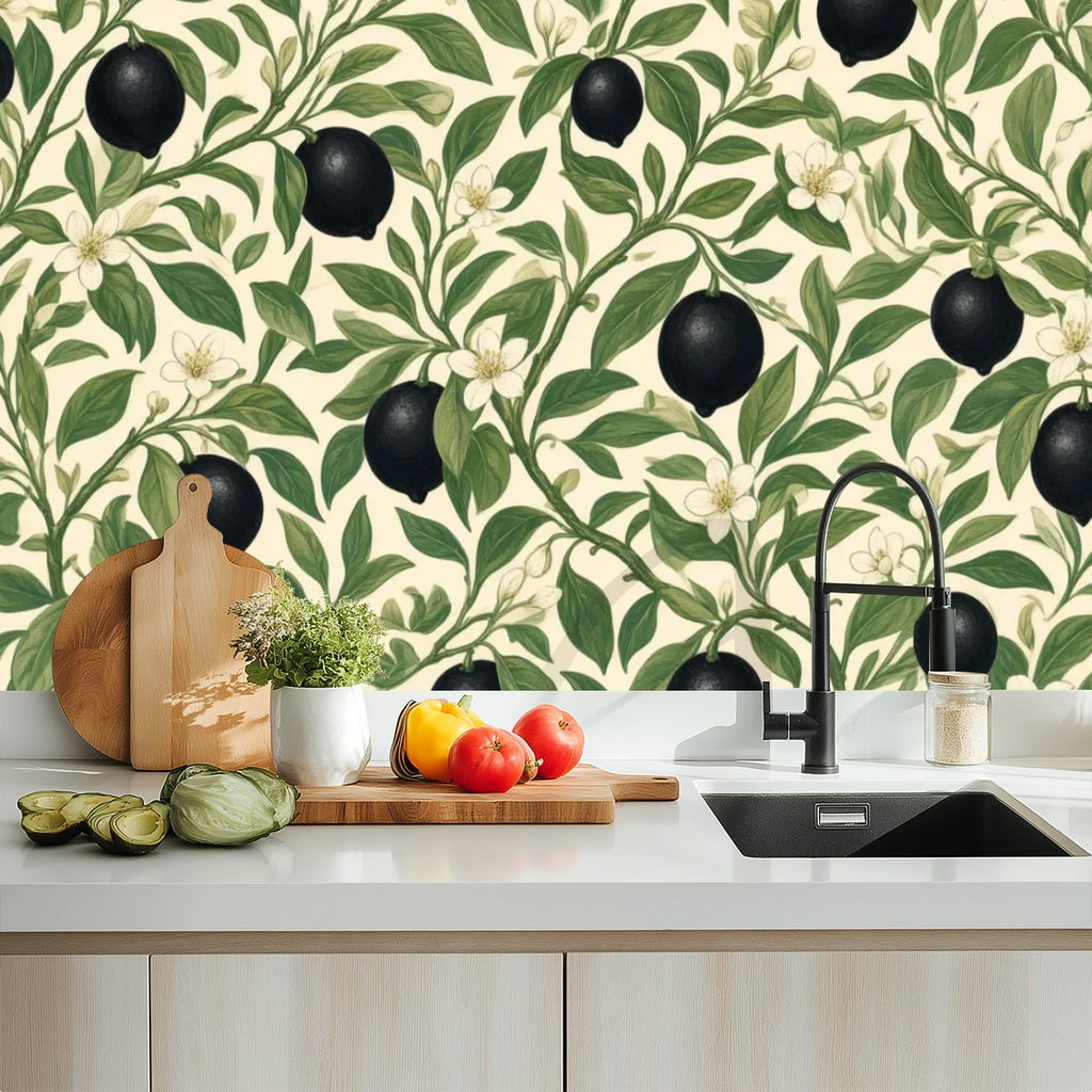 Black Olive Branch Peel and Stick Wallpaper