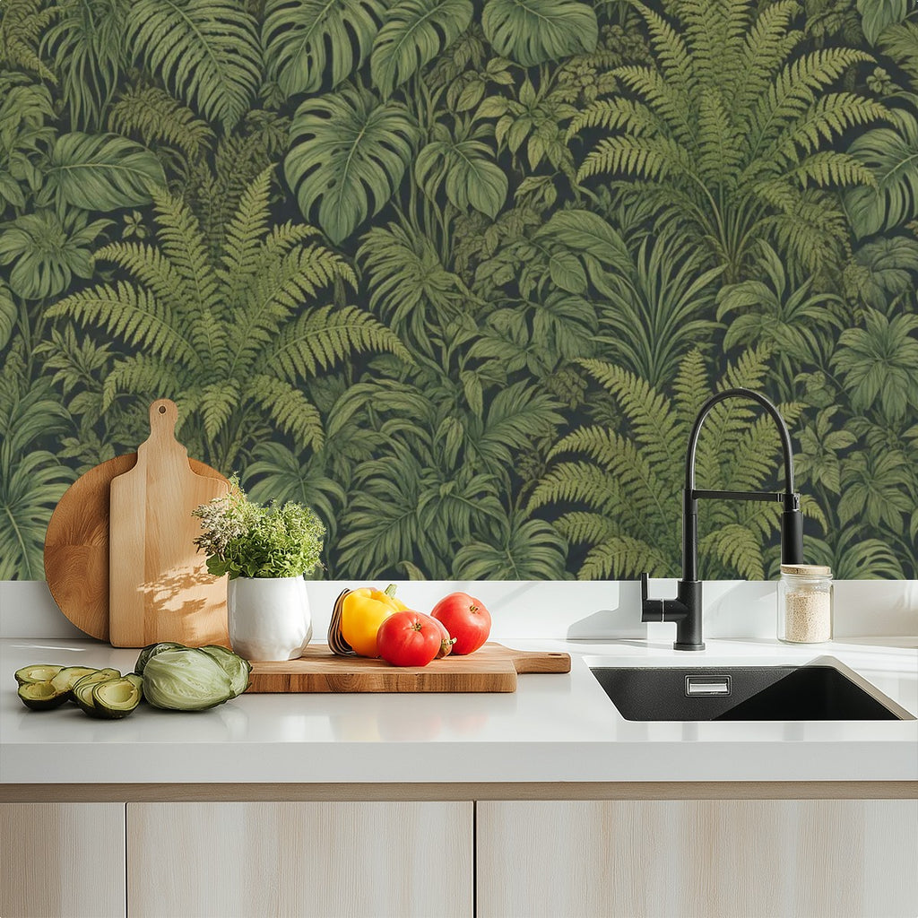 Dark Fern Jungle Peel and Stick Wallpaper