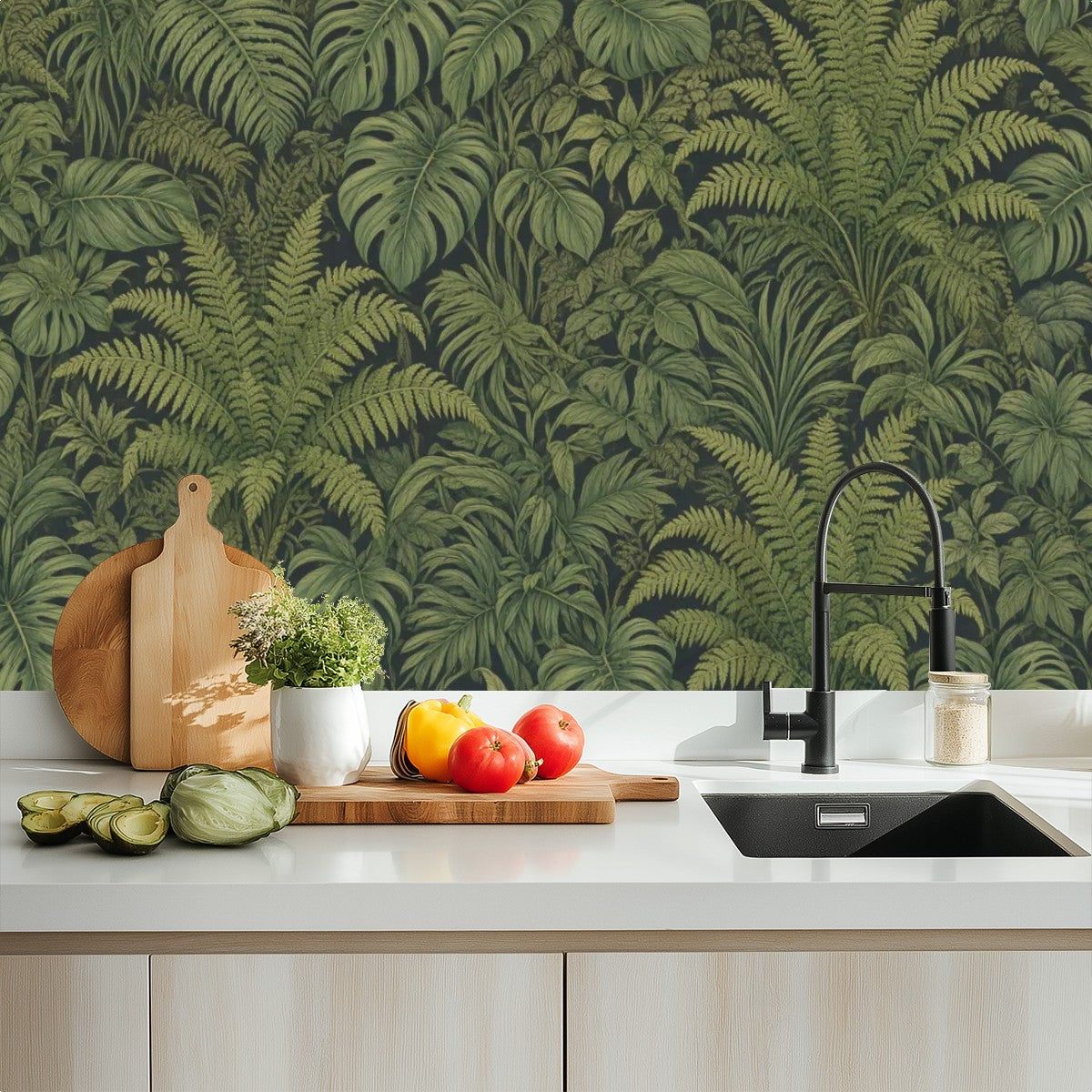 Dark Fern Jungle Peel and Stick Wallpaper