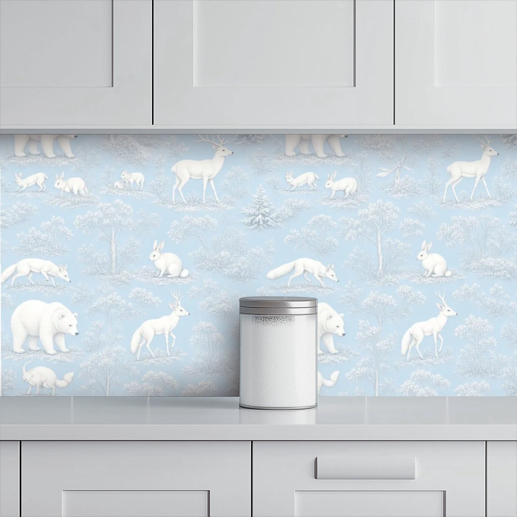 Arctic Polar Bear Peel and Stick Wallpaper – Blue Nursery & Winter Kids Room