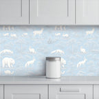 Arctic Polar Bear Peel and Stick Wallpaper – Blue Nursery & Winter Kids Room