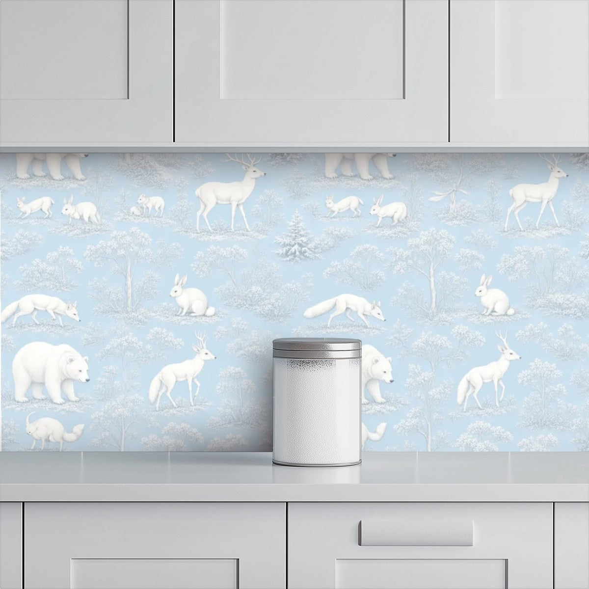 Arctic Polar Bear Peel and Stick Wallpaper – Blue Nursery & Winter Kids Room
