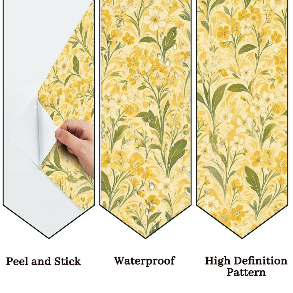 Sunshine Yellow Wildflower Peel and Stick Wallpaper