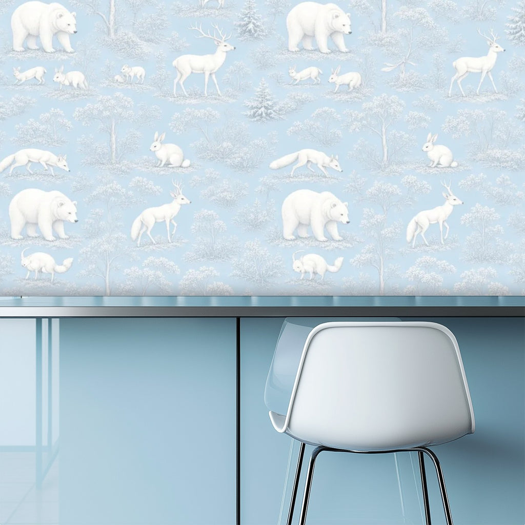 Arctic Polar Bear Peel and Stick Wallpaper – Blue Nursery & Winter Kids Room