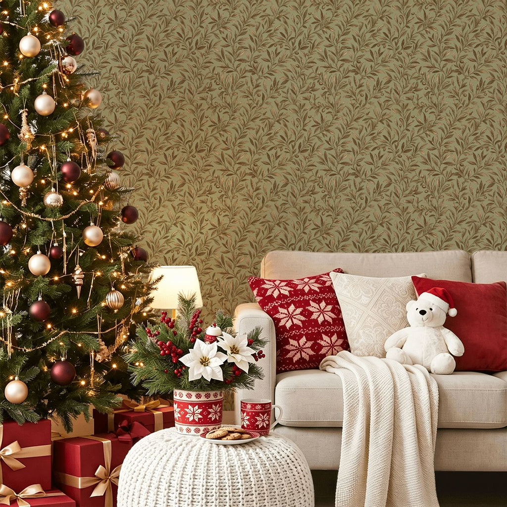 Olive Berry Botanical Peel and Stick Wallpaper – 17.7"x118"
