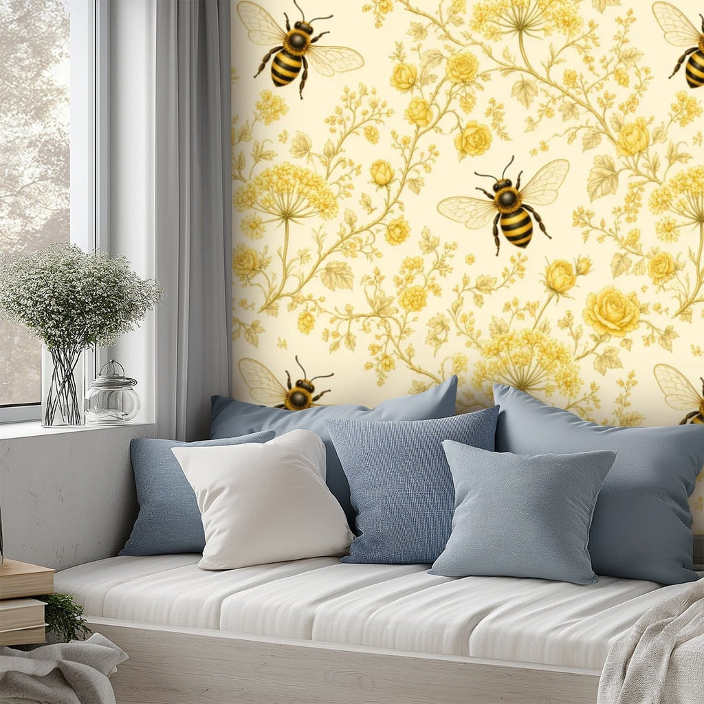 Golden Bee Garden Peel and Stick Wallpaper – Nursery & Kids Room