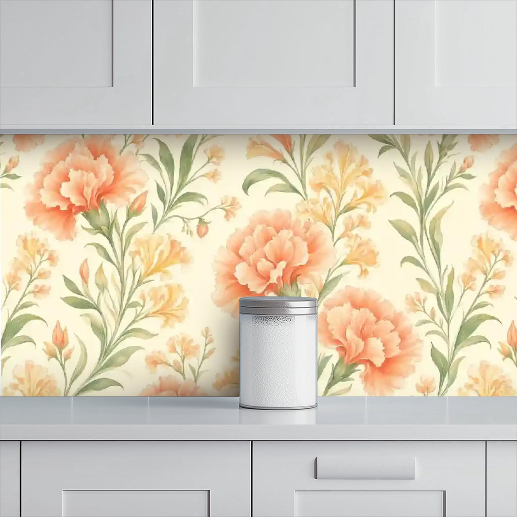 Peach Floral Peel and Stick Wallpaper – Removable & Waterproof
