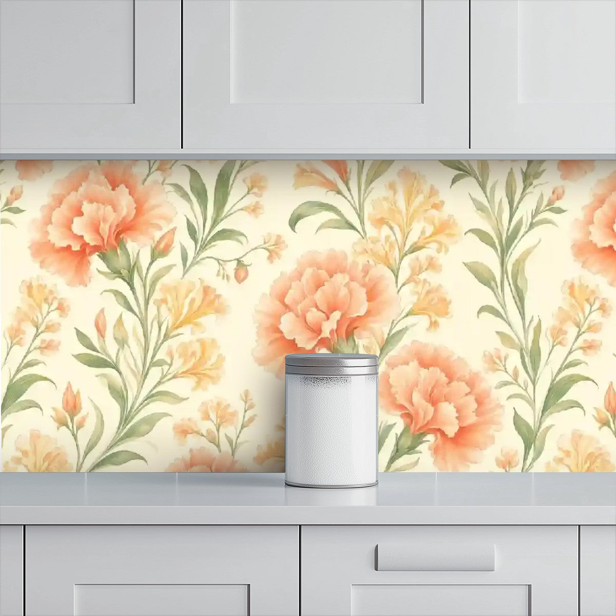 Peach Floral Peel and Stick Wallpaper – Removable & Waterproof