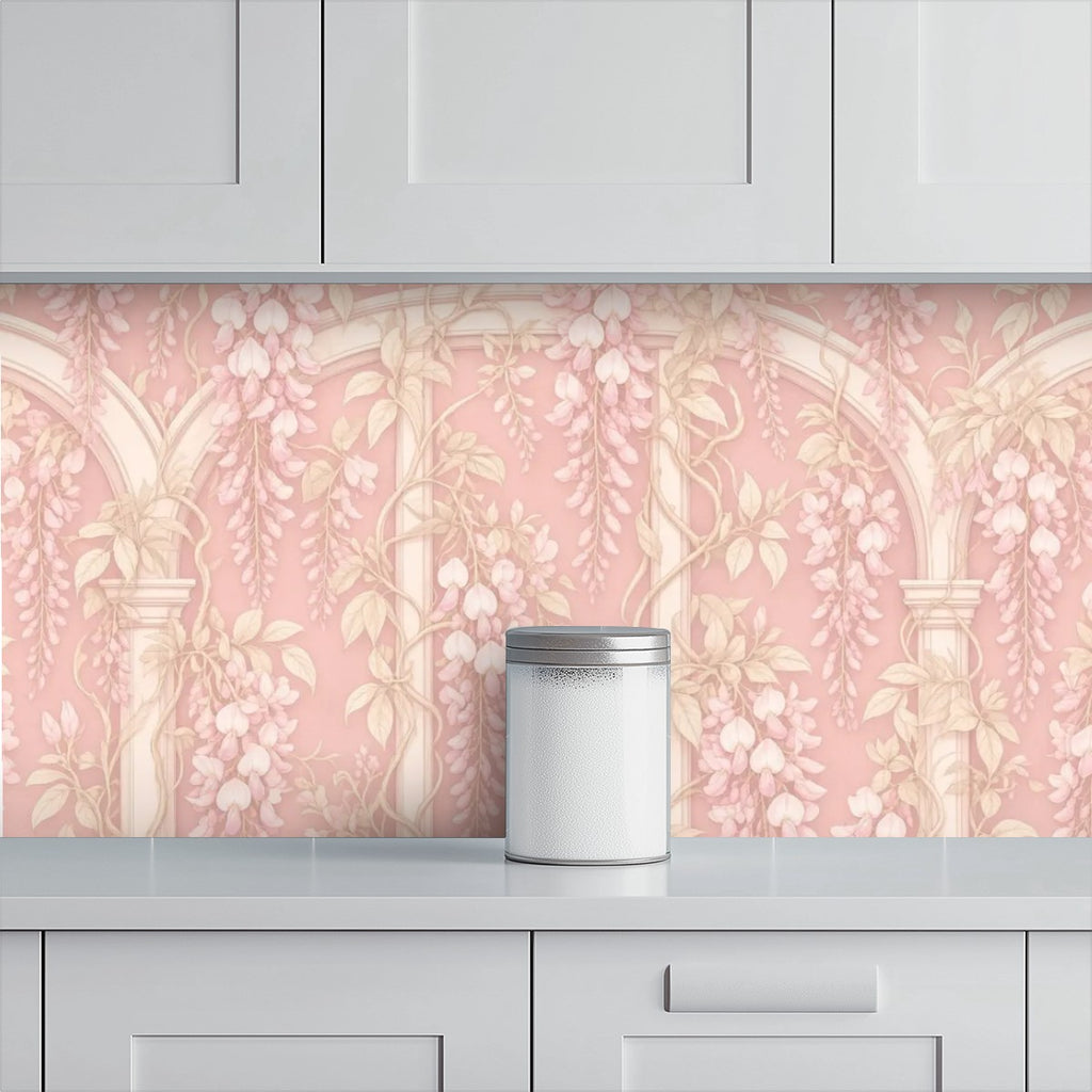 Blush Art Nouveau Archway Peel and Stick Wallpaper