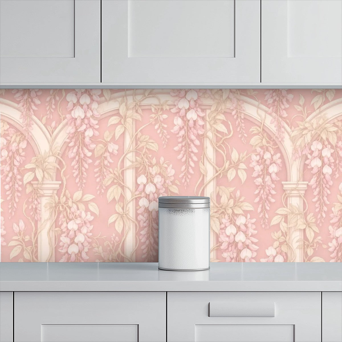 Blush Art Nouveau Archway Peel and Stick Wallpaper