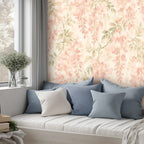 Blush Pink Trailing Botanical Peel and Stick Wallpaper