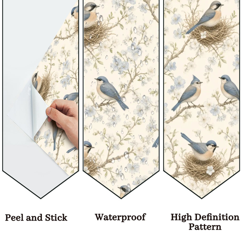 Nesting Birds Peel and Stick Wallpaper – Nature Nursery & Botanical Kids Room