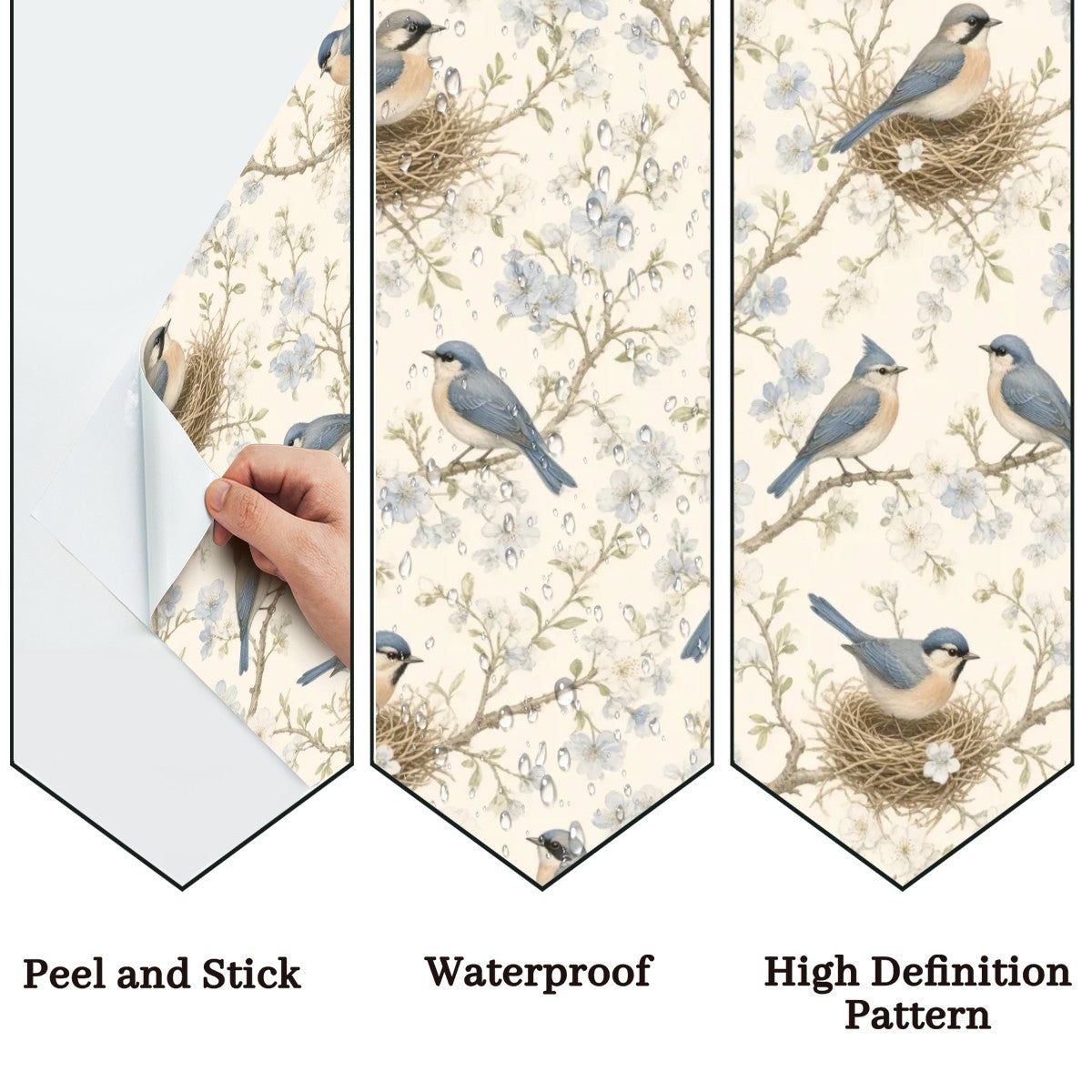 Nesting Birds Peel and Stick Wallpaper – Nature Nursery & Botanical Kids Room