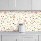 Pink Rose Garden Peel and Stick Wallpaper – Floral Nursery & Cottagecore Kids Room