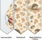 Hedgehog & Autumn Leaves Peel and Stick Wallpaper – Woodland Nursery & Kids Room
