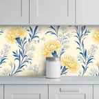 Yellow Carnation Botanical Peel and Stick Wallpaper – Removable & Waterproof