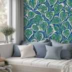 Teal Monstera Peel and Stick Wallpaper