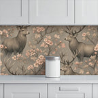 Stag & Blossom Peel and Stick Wallpaper – Moody Floral & Grand Heritage Nature Decor