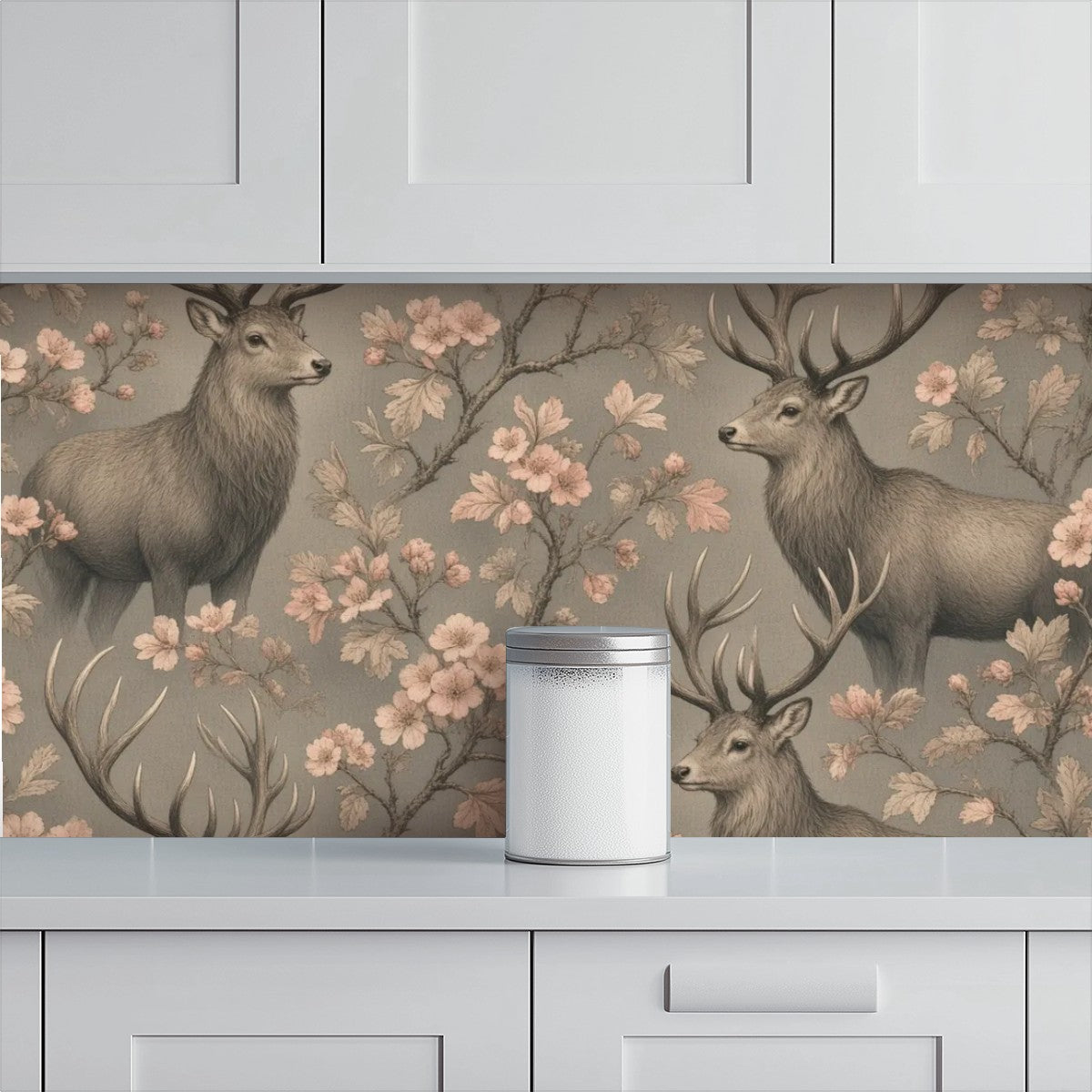 Stag & Blossom Peel and Stick Wallpaper – Moody Floral & Grand Heritage Nature Decor