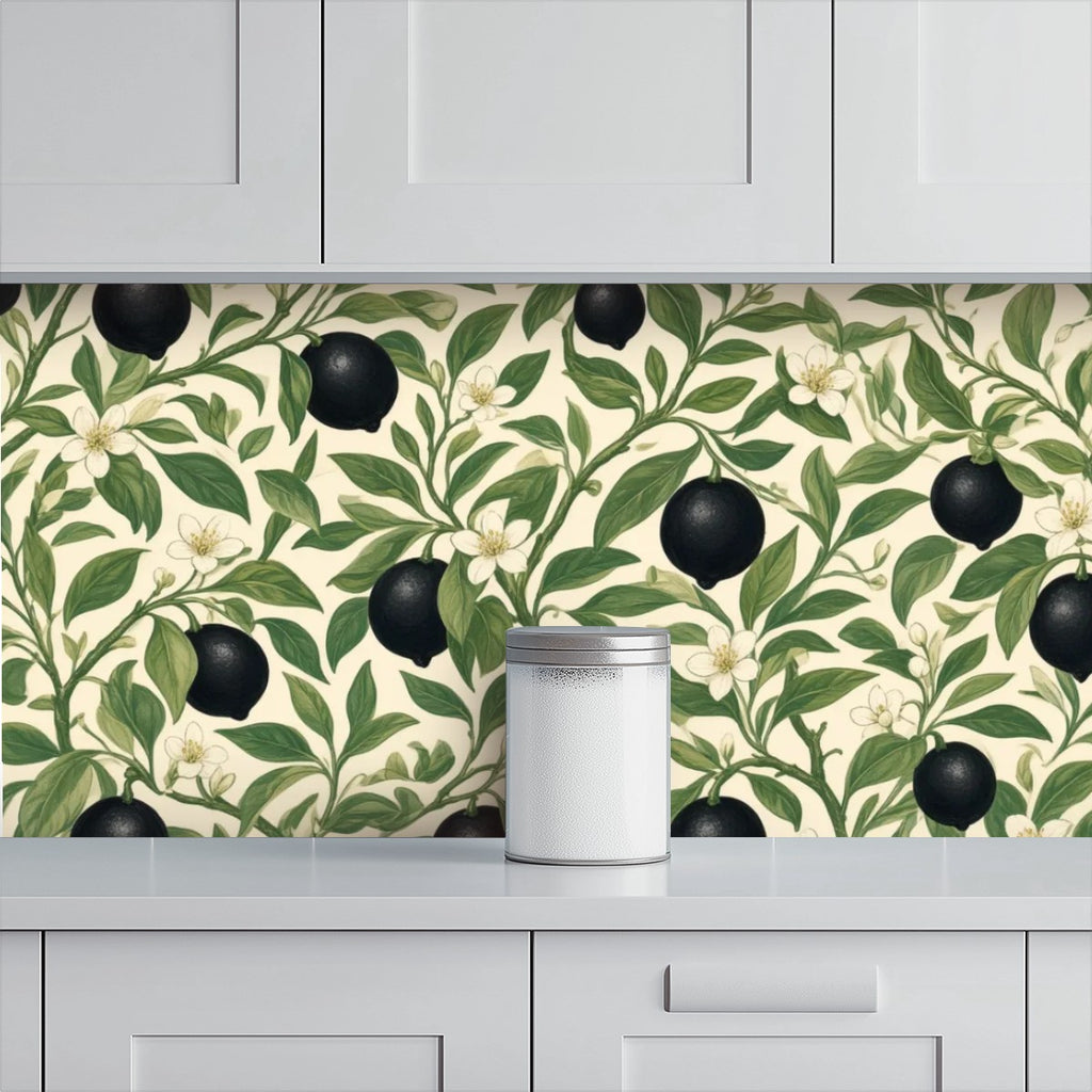 Black Olive Branch Peel and Stick Wallpaper