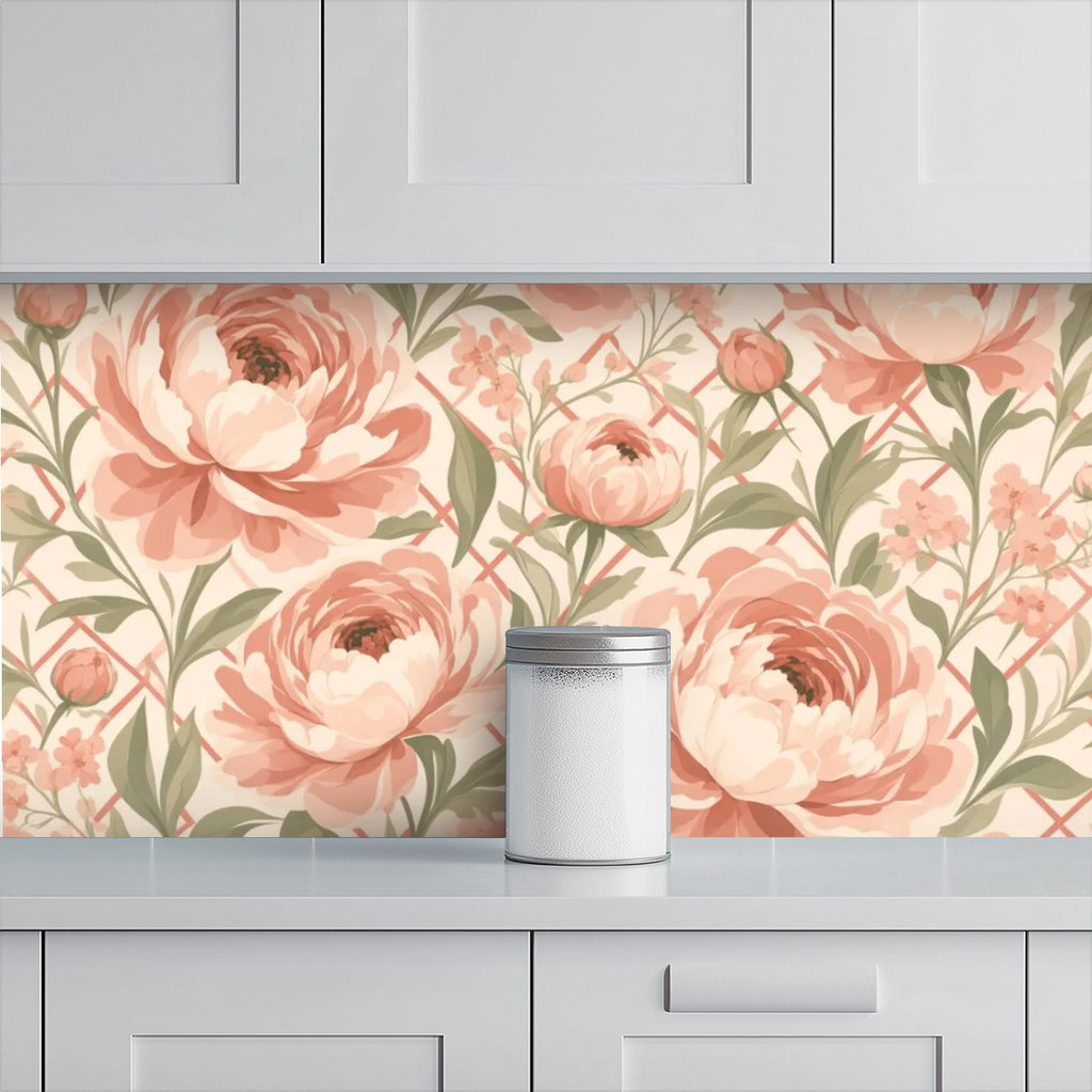 Blush Peony Garden Peel and Stick Wallpaper