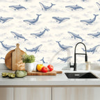 Whale Song Peel and Stick Wallpaper – Ocean Nursery & Coastal Kids Room