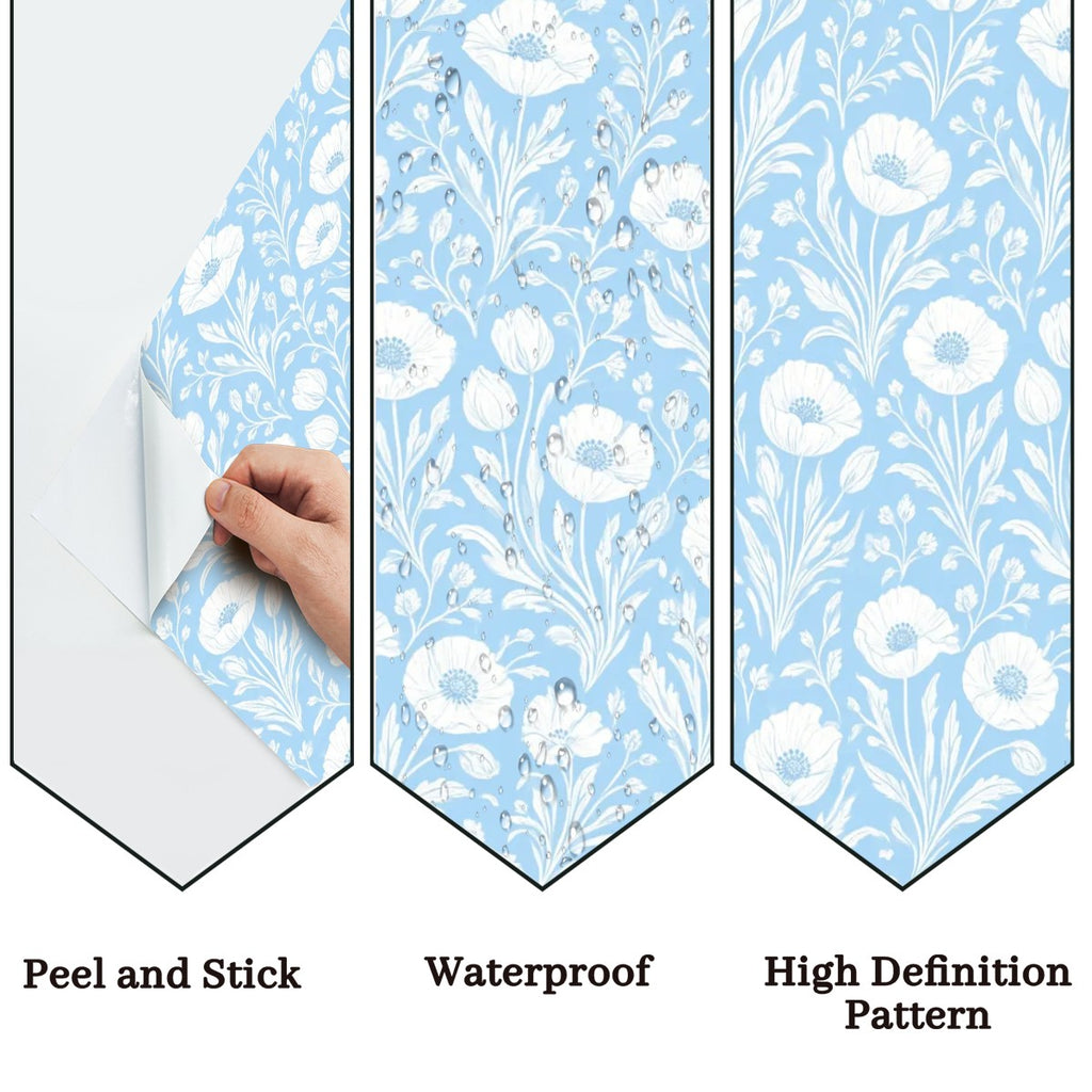 Sky Blue Wildflower Peel and Stick Wallpaper