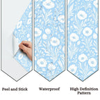 Sky Blue Wildflower Peel and Stick Wallpaper