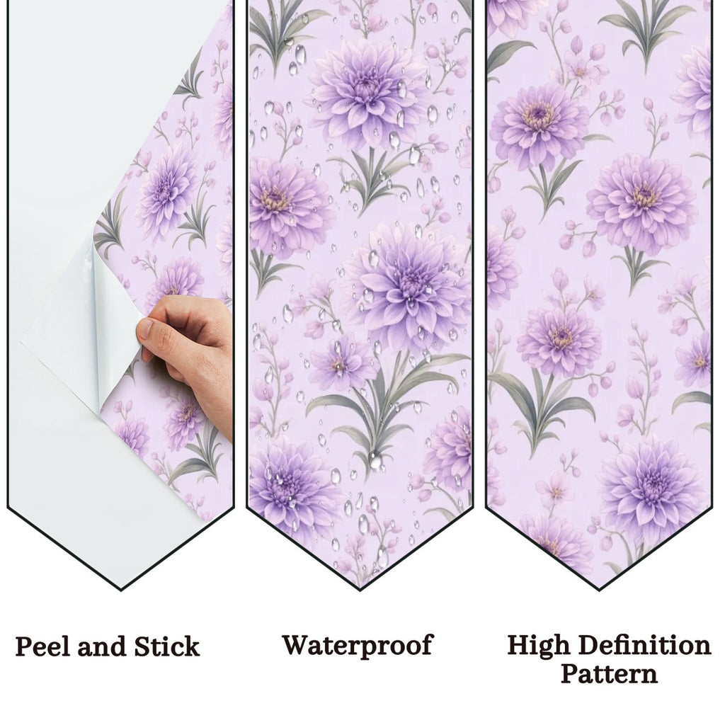 Lavender Chrysanthemum Peel and Stick Wallpaper