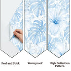Blue Tropical Botanical Peel and Stick Wallpaper – Removable & Waterproof