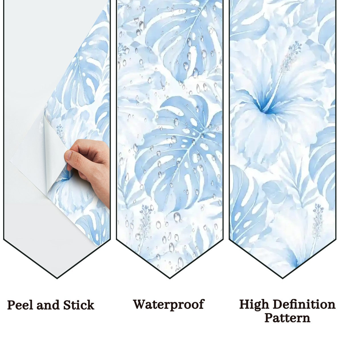 Blue Tropical Botanical Peel and Stick Wallpaper – Removable & Waterproof