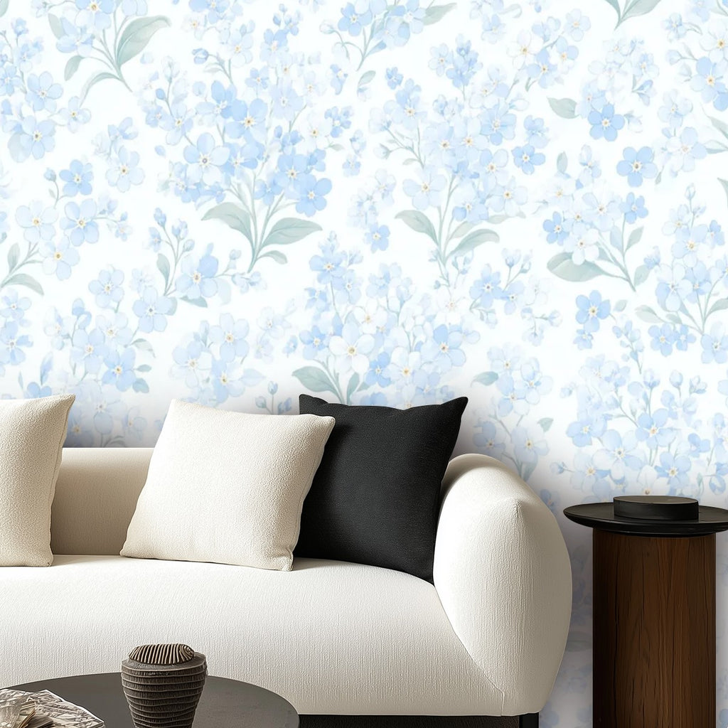 Ice Blue Magnolia Peel and Stick Wallpaper