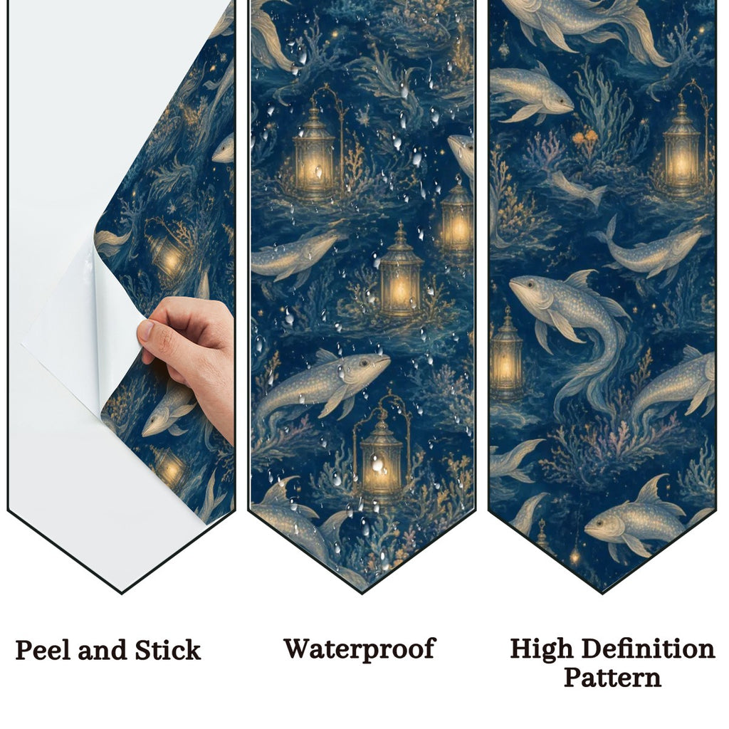 Enchanted Ocean Dolphin Peel and Stick Wallpaper – Kids Room & Navy Nursery
