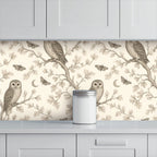 Moonlit Owl & Moths Peel and Stick Wallpaper – Whimsical Nursery & Nature Decor