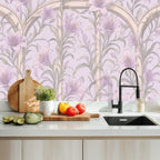 Lavender Art Nouveau Floral Peel and Stick Wallpaper