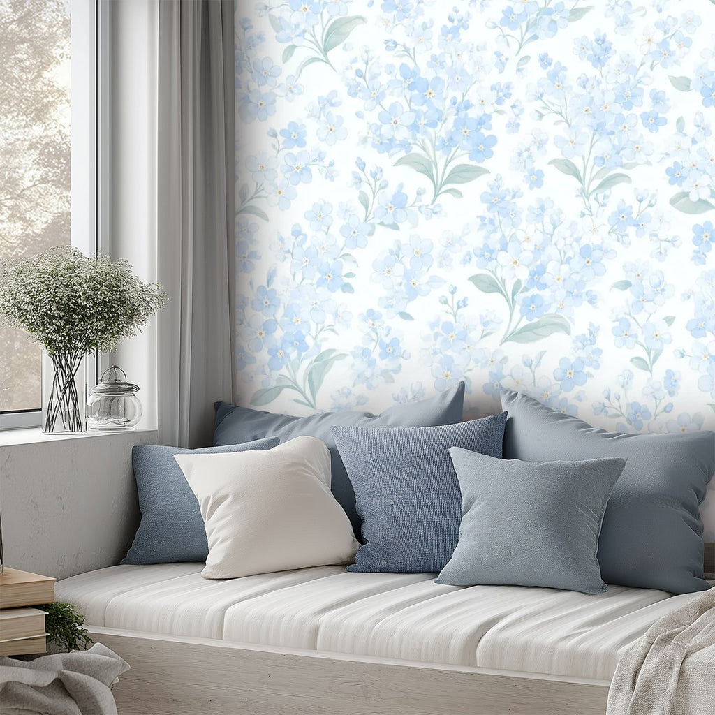 Ice Blue Magnolia Peel and Stick Wallpaper