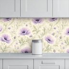 Lavender Poppy Watercolour Peel and Stick Wallpaper