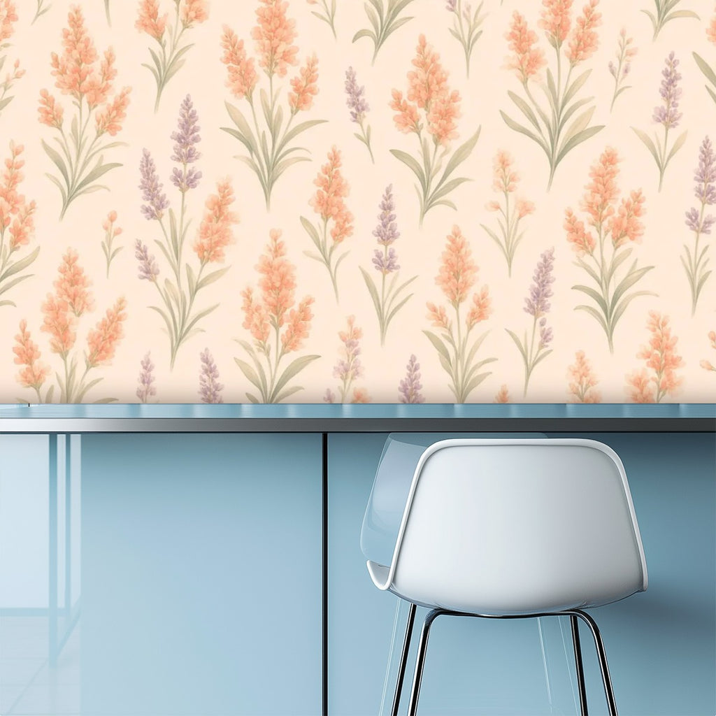 Boho Pampas and Lavender Peel and Stick Wallpaper