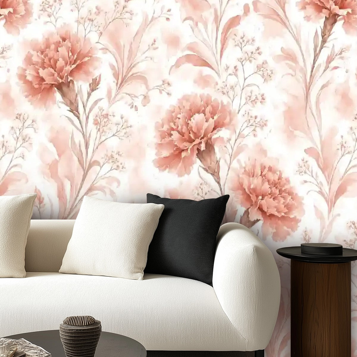 Pink Carnation Floral Peel and Stick Wallpaper – Removable & Waterproof