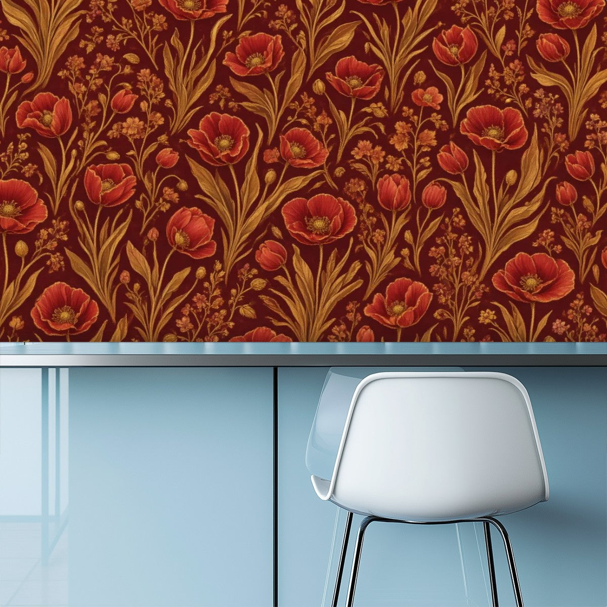Terracotta Morris Floral Peel and Stick Wallpaper