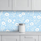 Sky Blue Wildflower Peel and Stick Wallpaper