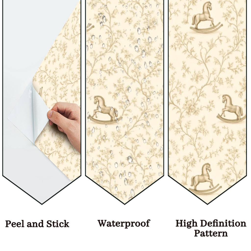 Rocking Horse Nursery Peel and Stick Wallpaper – Vintage Baby & Kids Room