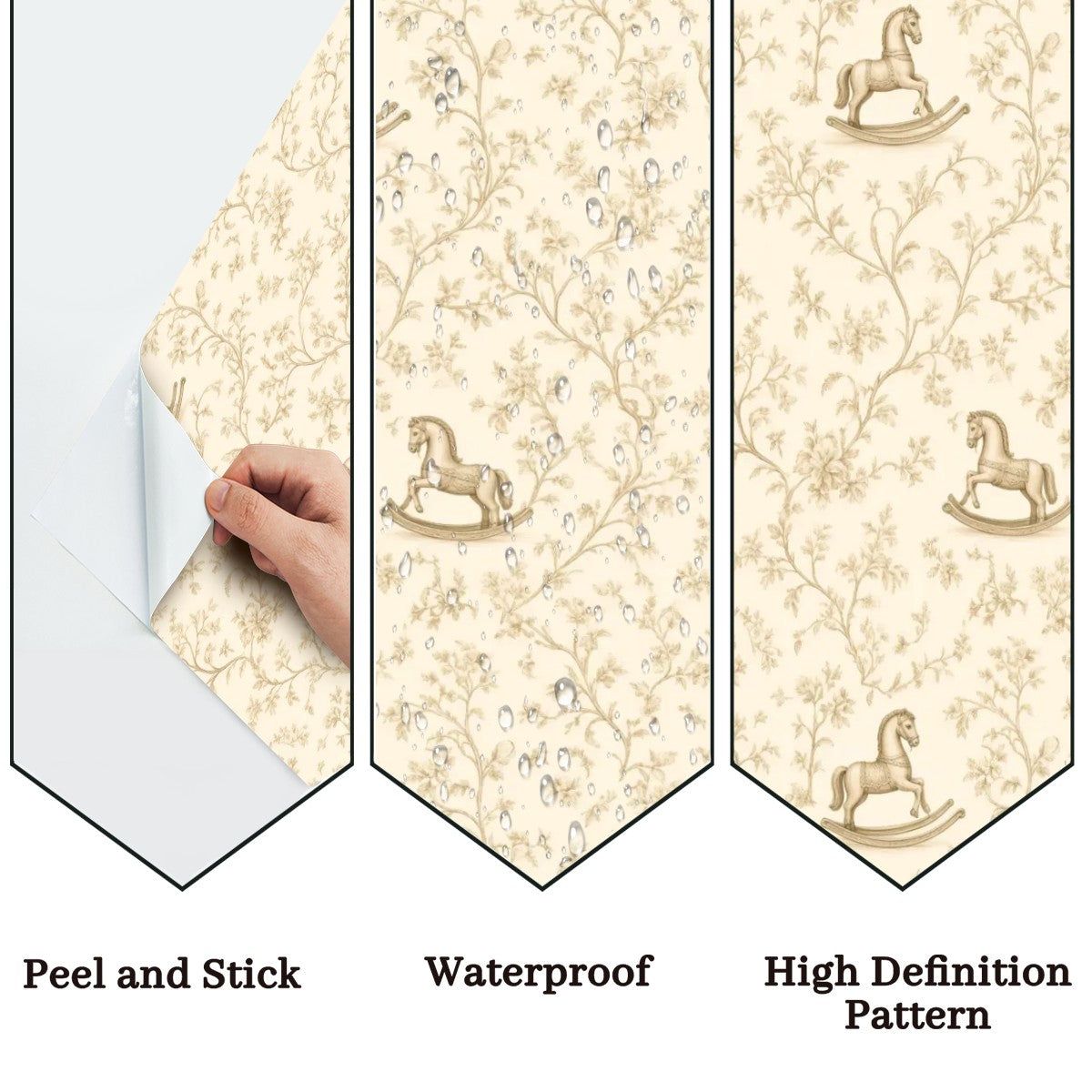 Rocking Horse Nursery Peel and Stick Wallpaper – Vintage Baby & Kids Room