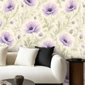 Lavender Poppy Watercolour Peel and Stick Wallpaper