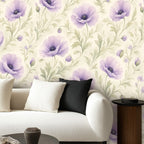 Lavender Poppy Watercolour Peel and Stick Wallpaper